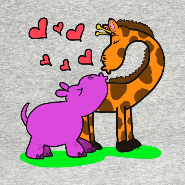 giraffe and hippo love each other! by wolfmanjaq